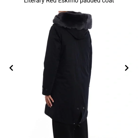 WOOLRICH Women’s Parka XS - Black Literary Rex Coat With Rabbit Fur Hood & Trim - Picture 3 of 10